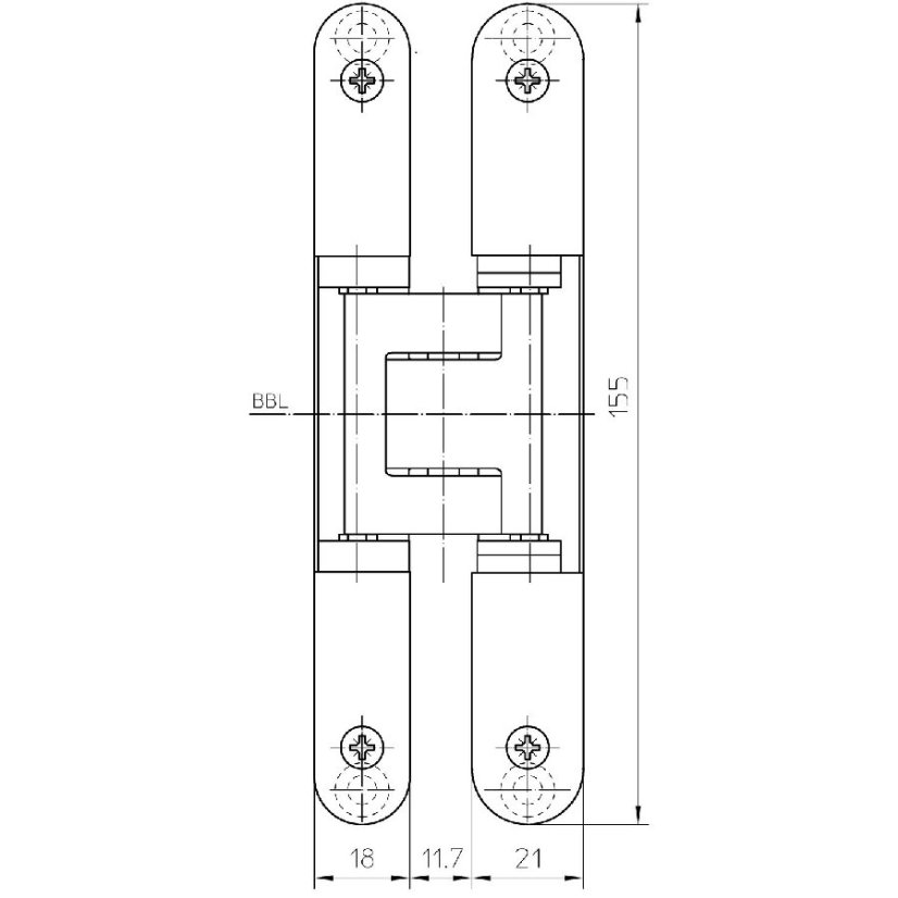 sada (2 ks) závěsů Tectus 240 pro výšku dveří 1970 - 2200 mm (stříbrná)