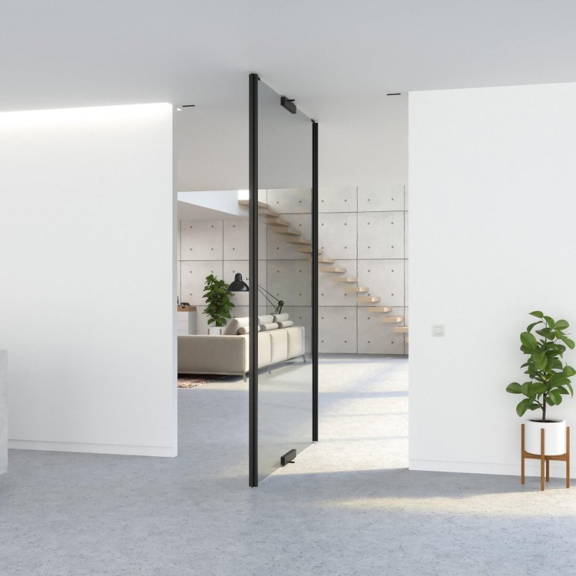 sada otočných závesov AXON GLASS XL do 150 kg (závesy + kryt + magnety), čierna, eloxovaná