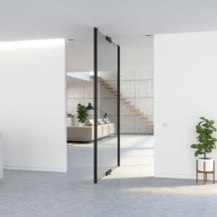 sada pivotových závěsů AXON GLASS XL do 150 kg (závěsy + krytí + magnety), černá, elox