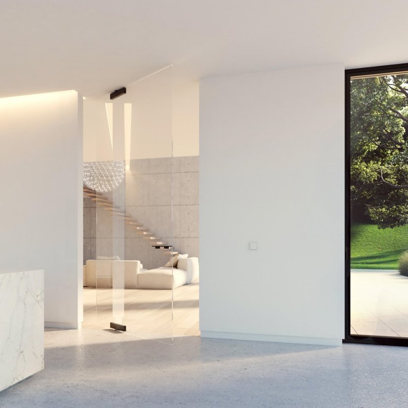 sada otočných závesov AXON GLASS XL do 150 kg (závesy + kryt + magnety), čierna, eloxovaná