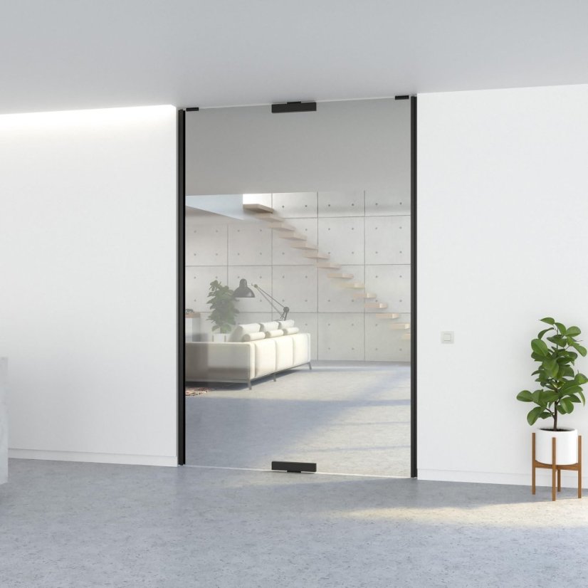 sada otočných závesov AXON GLASS XL do 150 kg (závesy + kryt + magnety), čierna, eloxovaná