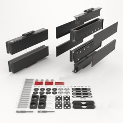 sada pivotových závěsů AXON GLASS XL do 150 kg (závěsy + krytí + magnety), černá, elox